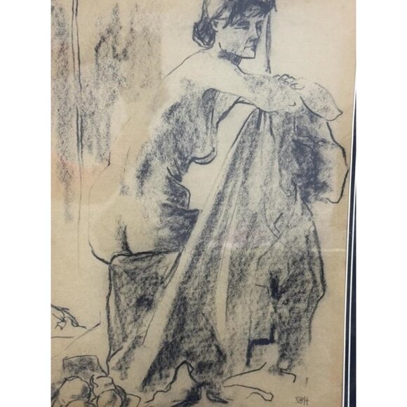Sally B Hooff Nude Study Original Drawing PEI Artist Unframed Vintage Art - Picture 2 of 4